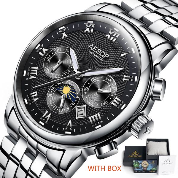 aesop men's fashion watches automatic mechanical watch blue wrist wristwatch stainless steel male clock men relogio masculino 2020, Slivery;brown
aesop men's fashion watches automatic mechanical watch blue wrist wristwatch stainless steel male clock men relogio masculino 2020, Slivery;brown