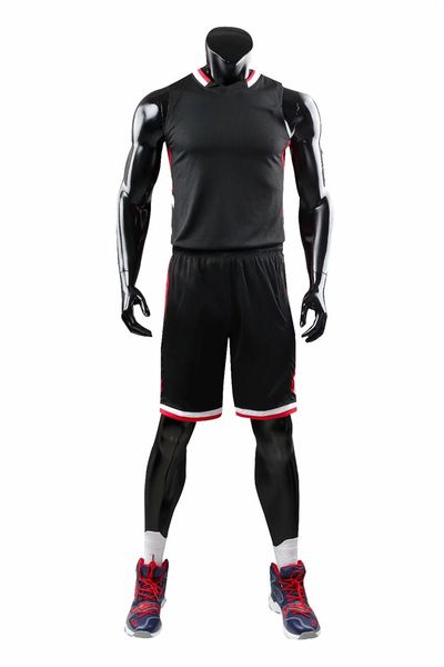 new style basketball uniform sets sports jersey for men 70, Black;red