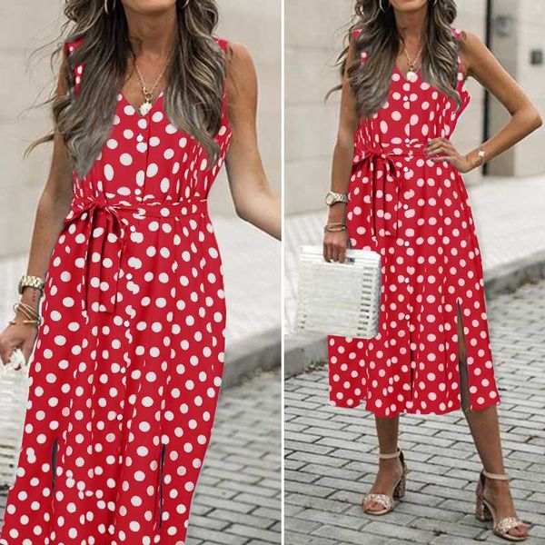celmia 2020 plus size split dress women sleeveless dresses beach long vestidos summer casual polka dot print sundress, Black;gray
celmia 2020 plus size split dress women sleeveless dresses beach long vestidos summer casual polka dot print sundress, Black;gray