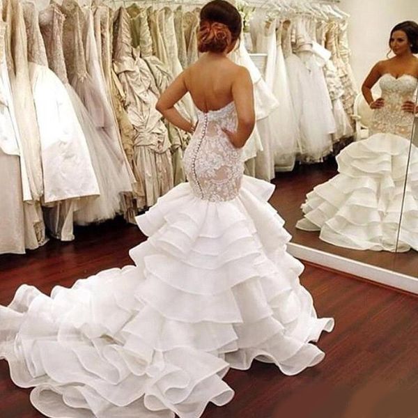 charming sweetheat neck mermaid wedding dresses lace button back organza western arabic tulle satin plus size bridal dresses wedding gowns, White
charming sweetheat neck mermaid wedding dresses lace button back organza western arabic tulle satin plus size bridal dresses wedding gowns, White