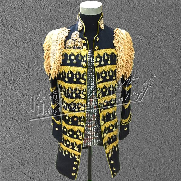 men's suits & blazers s-6xl 2021 a male singer costumes black sequins trench coat nightclub bar stage performance clothing the singer&#, White;black
men's suits & blazers s-6xl 2021 a male singer costumes black sequins trench coat nightclub bar stage performance clothing the singer&#, White;black