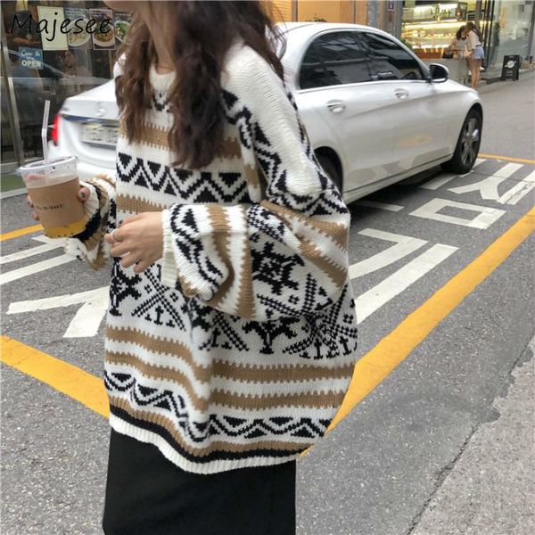 sweaters women simple loose printed korean style harajuku knitted o-neck all-match pullover womens ladies retro, White;black
sweaters women simple loose printed korean style harajuku knitted o-neck all-match pullover womens ladies retro, White;black