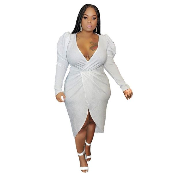 large size silver long-sleeved ruffled deep v neck dress plus size women's clothing, Black;gray
large size silver long-sleeved ruffled deep v neck dress plus size women's clothing, Black;gray