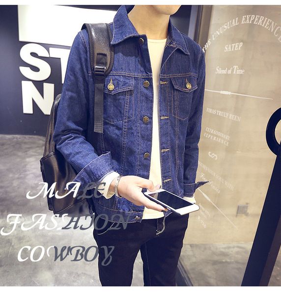 2020 new style men's denim jacket autumn korean-style casual men's wear trend slim fit jeans coat, Black;brown
2020 new style men's denim jacket autumn korean-style casual men's wear trend slim fit jeans coat, Black;brown