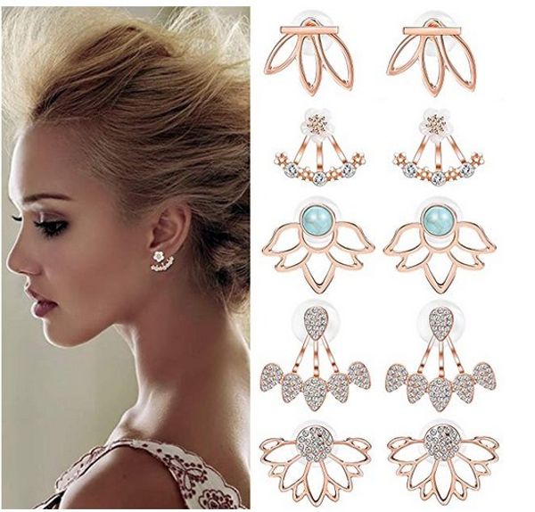 womens jewelry lotus flower back hanging earrings jackets for women girls simple chic ear stud earrings, Golden;silver
womens jewelry lotus flower back hanging earrings jackets for women girls simple chic ear stud earrings, Golden;silver