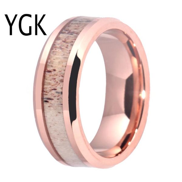 8mm rose golden tungsten carbide wedding band ring deer antler inlay design comfort fit customized drop shipping rings, Golden;silver
8mm rose golden tungsten carbide wedding band ring deer antler inlay design comfort fit customized drop shipping rings, Golden;silver