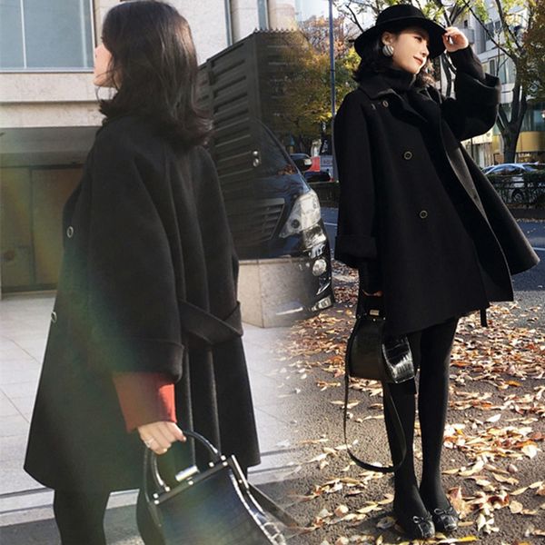 fashion solid women wool blend coat 2019 autumn winter long sleeve turn-down collar outwear jacket casual belt woolen coat, Black
fashion solid women wool blend coat 2019 autumn winter long sleeve turn-down collar outwear jacket casual belt woolen coat, Black