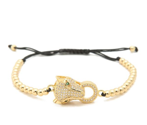 gold silver micro pave cz cubic zirconia rope adjusted copper beads bracelet leopard head bt23 charm braided bangles women, Black
gold silver micro pave cz cubic zirconia rope adjusted copper beads bracelet leopard head bt23 charm braided bangles women, Black