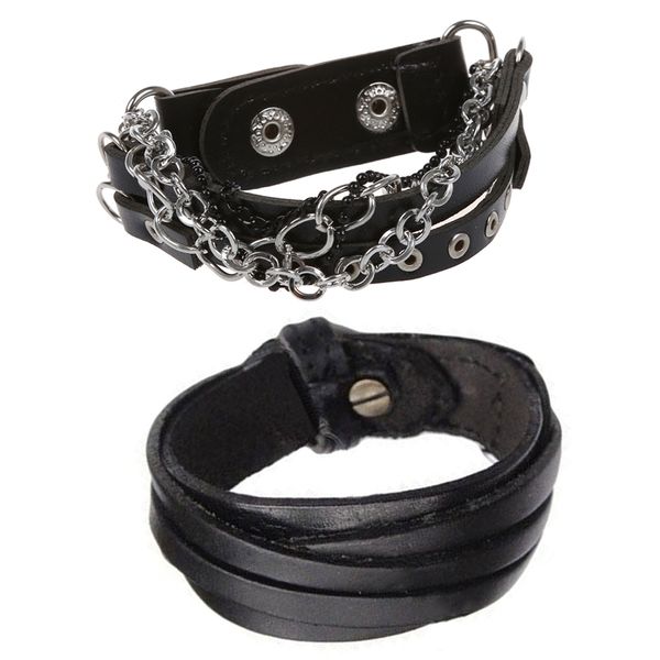 2 pcs bracelet: adjustable punk rock multi-chain leather chain stud bangle wristband bracelet, Golden;silver
2 pcs bracelet: adjustable punk rock multi-chain leather chain stud bangle wristband bracelet, Golden;silver