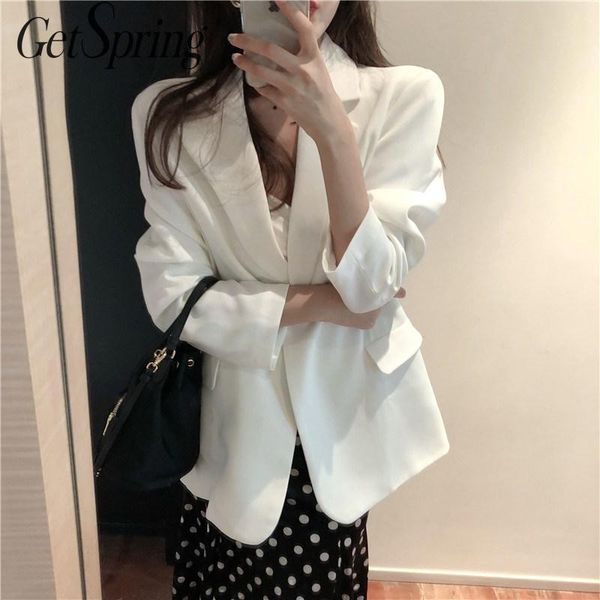 getspring women coat women suit coats white coffee vintage blazers jackets all match solid long summer blazer woman 2019, White;black
getspring women coat women suit coats white coffee vintage blazers jackets all match solid long summer blazer woman 2019, White;black