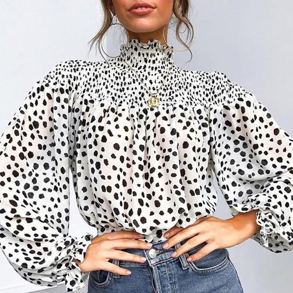 women blouses printed casual turtleneck jumper long sleeve shirt blusas camisas mujer womens and blouses, White
women blouses printed casual turtleneck jumper long sleeve shirt blusas camisas mujer womens and blouses, White