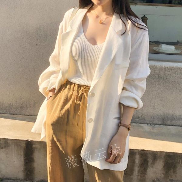 women's suits & blazers fy001 summer cotton and linen white suit jacket women thin small vertical sense of loose tide, White;black
women's suits & blazers fy001 summer cotton and linen white suit jacket women thin small vertical sense of loose tide, White;black