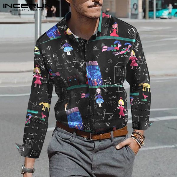 men's casual shirts fashion men funny printed long sleeve lapel elegant trend fitness button blouse streetwear s-3xl incerun, White;black
men's casual shirts fashion men funny printed long sleeve lapel elegant trend fitness button blouse streetwear s-3xl incerun, White;black