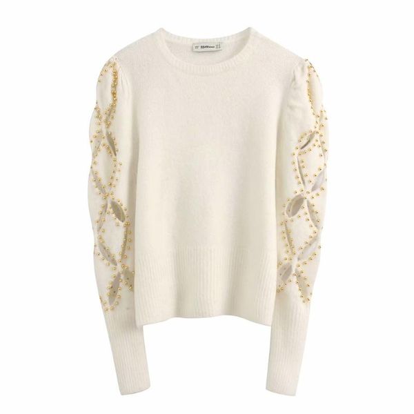 women's new round neck long sleeve hollow diamond knitwear pullover 0021114 in early spring 2020, White;black
women's new round neck long sleeve hollow diamond knitwear pullover 0021114 in early spring 2020, White;black