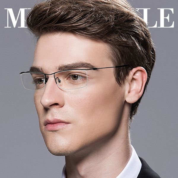 browline half rim titanium metal glasses frame for men eyeglasses fashion cool optical eyewear man spectacles prescription frame, Black
browline half rim titanium metal glasses frame for men eyeglasses fashion cool optical eyewear man spectacles prescription frame, Black