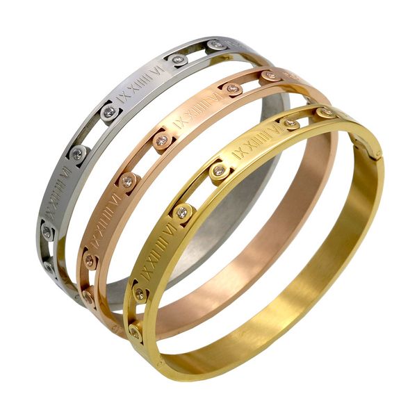 new luxury fashion brand roman numerals set auger bracelet titanium steel card buckle women charm bracelet lover, Black
new luxury fashion brand roman numerals set auger bracelet titanium steel card buckle women charm bracelet lover, Black