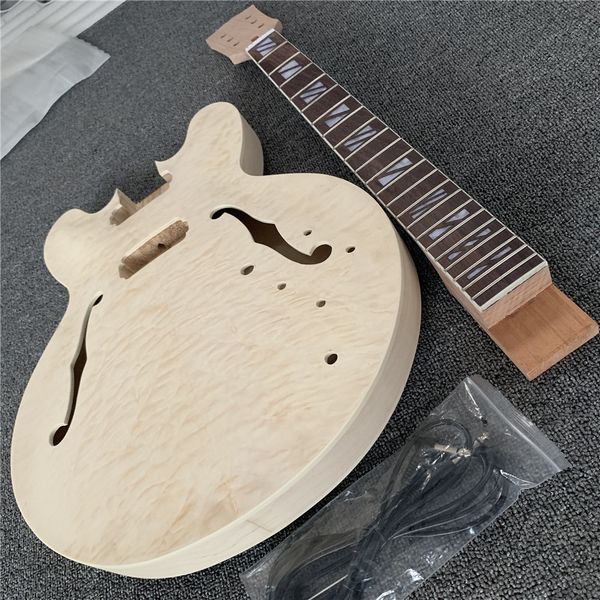 in stock unfinished jazz electric guitar kit w/ f holes w/ quilted maple semi hollow body, diy guitar, without guitar parts
in stock unfinished jazz electric guitar kit w/ f holes w/ quilted maple semi hollow body, diy guitar, without guitar parts