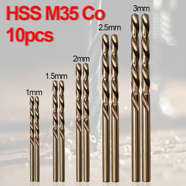 10pcs/set twist drill bit set hss m35 co drill bit 1mm 1.5mm 2mm 2.5mm 3mm used for stainless steel
10pcs/set twist drill bit set hss m35 co drill bit 1mm 1.5mm 2mm 2.5mm 3mm used for stainless steel