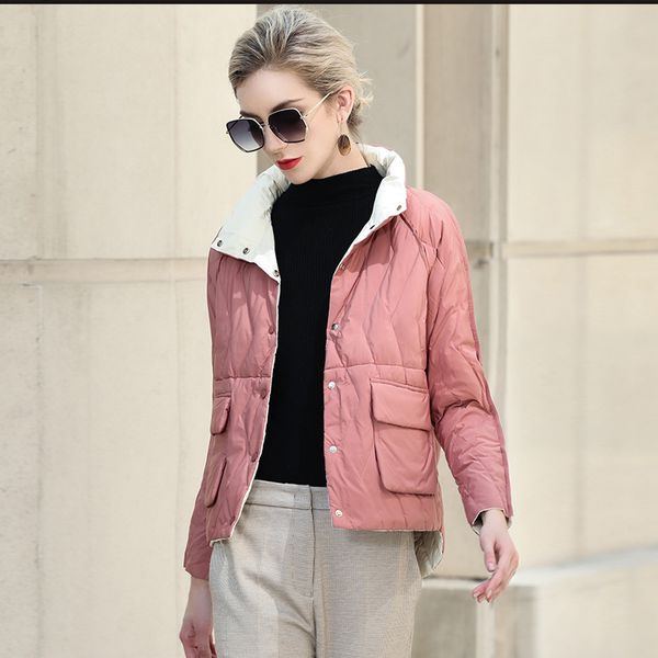 2020 new autumn winter women double-sided jacket white duck down jacket ultra light short down coat female single breasted parka, Black
2020 new autumn winter women double-sided jacket white duck down jacket ultra light short down coat female single breasted parka, Black
