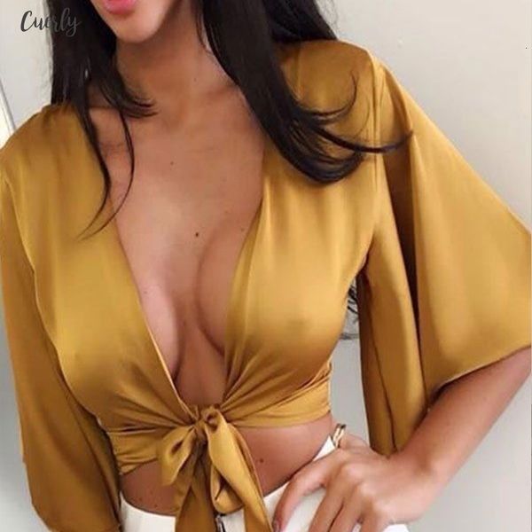 women front flared short sleeve shirt plunge neck crop ladies satin tie knot soft deep v neck solid summer shirts, White
women front flared short sleeve shirt plunge neck crop ladies satin tie knot soft deep v neck solid summer shirts, White
