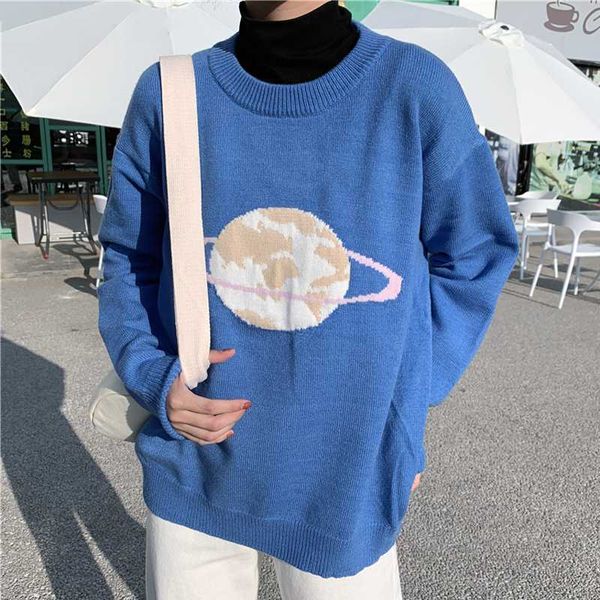 women's sweaters autumn sweater women college style cartoon planet embroidery loose round neck knit down, White;black
women's sweaters autumn sweater women college style cartoon planet embroidery loose round neck knit down, White;black