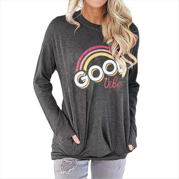 autumn women's good vibes oblique rainbow printed round sweater sweater collar long sleeve t-shirt women, White
autumn women's good vibes oblique rainbow printed round sweater sweater collar long sleeve t-shirt women, White