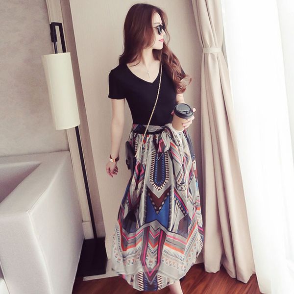 2019 spring and autumn floral-print chiffon v-neck high-waisted mid-length dress-style slimming mock two-piece, Black;gray
2019 spring and autumn floral-print chiffon v-neck high-waisted mid-length dress-style slimming mock two-piece, Black;gray