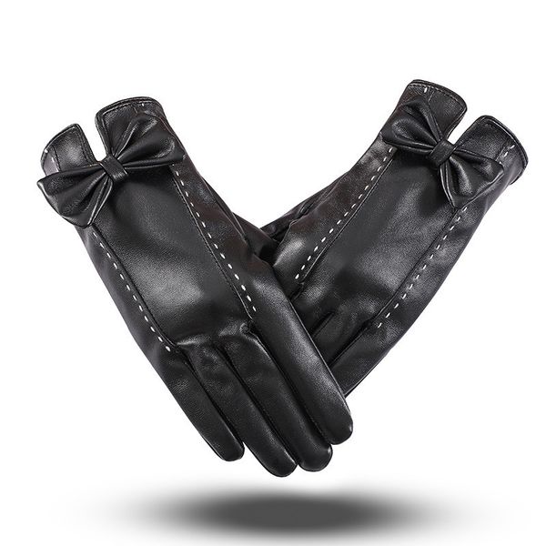 fashion women' pu leather gloves sheepskin solid color full fingers glovesthicken warm winter bowknot female windproof gloves, Blue;gray
fashion women' pu leather gloves sheepskin solid color full fingers glovesthicken warm winter bowknot female windproof gloves, Blue;gray
