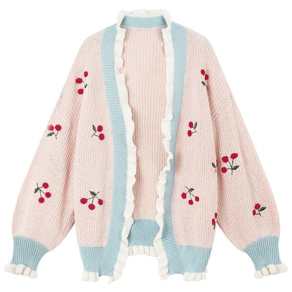 womens autumn thin sweater cardigans plus size sweet starwberry embroidery kawaii patchwork sweater knitted wear female, White
womens autumn thin sweater cardigans plus size sweet starwberry embroidery kawaii patchwork sweater knitted wear female, White