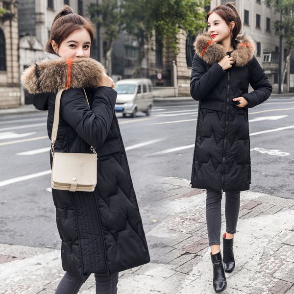 long winter jacket women parka hooded fur collar warm down cotton coat padded loose oversize thick jacket women clothing, Black
long winter jacket women parka hooded fur collar warm down cotton coat padded loose oversize thick jacket women clothing, Black