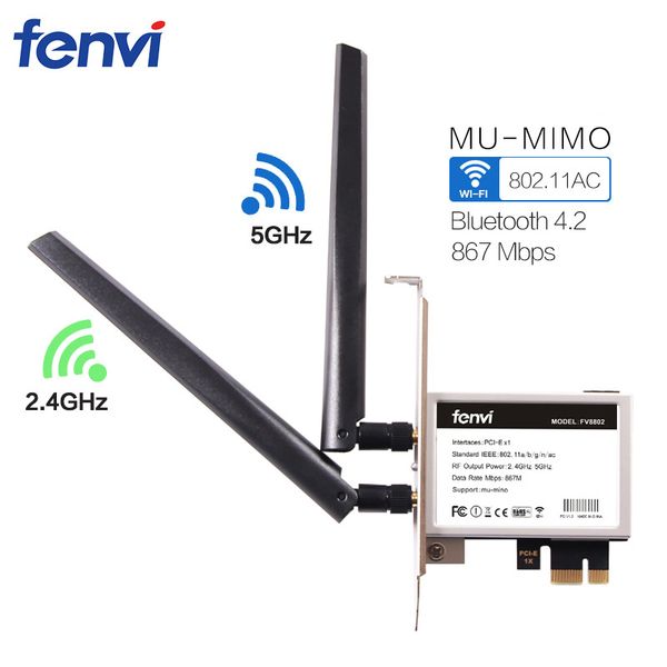 fenvi wireless-ac 8265 867mbps 802.11 ac dual band deskpci-e wifi adapter pci express card for intel 8265ac + bluetooth 4.2
fenvi wireless-ac 8265 867mbps 802.11 ac dual band deskpci-e wifi adapter pci express card for intel 8265ac + bluetooth 4.2