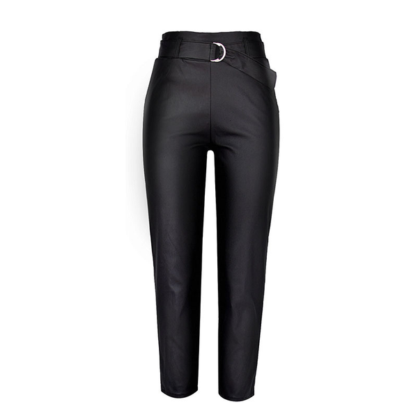 women's high waist loose stretch coated faux leather jeans pu elastic waist belt nine pants tide mix, Black;white
women's high waist loose stretch coated faux leather jeans pu elastic waist belt nine pants tide mix, Black;white