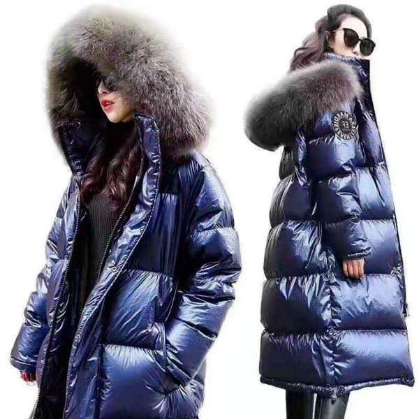

дизайнер женской моды ветровки пальто зимы длинная куртка способа женщин пальто зимы downparkas толстая леди пуховик яркие кожаные пальто, Black