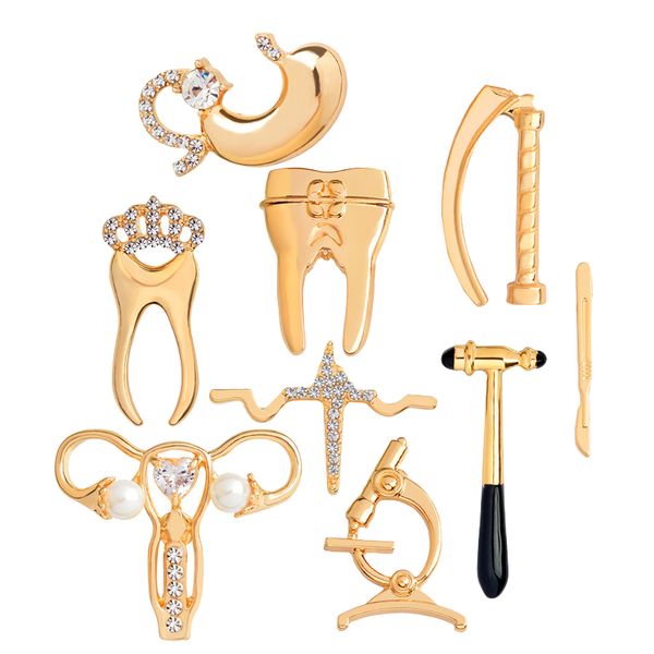 crystal uterus microscope gold silver jewelry brooches collection scalpel stomach tooth pins for friend, Gray
crystal uterus microscope gold silver jewelry brooches collection scalpel stomach tooth pins for friend, Gray
