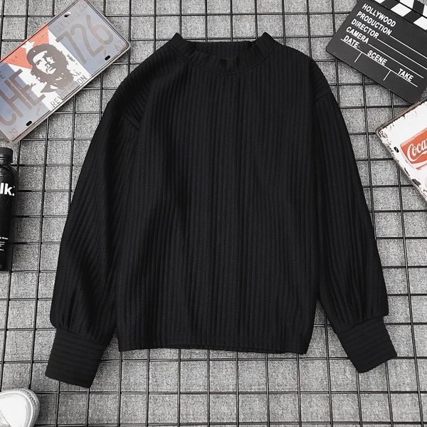 round neck solid color long sleeve pullovers sweaters long sleeve o neck loose sweater for women, White;black
round neck solid color long sleeve pullovers sweaters long sleeve o neck loose sweater for women, White;black
