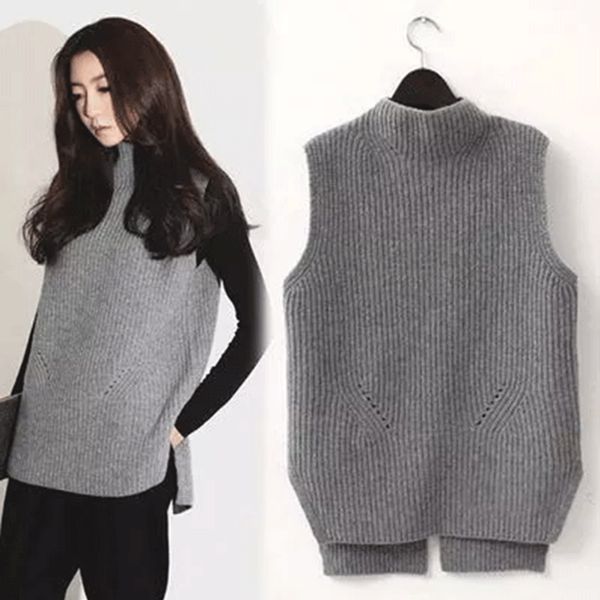 sleeveless brief turtleneck sweater women knitted waistcoat winter warm cashmere female vest split pullover veste femme gilet, Black;white
sleeveless brief turtleneck sweater women knitted waistcoat winter warm cashmere female vest split pullover veste femme gilet, Black;white
