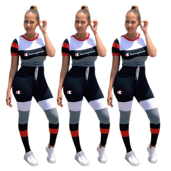 Strip Splicing Champions Letter Women Sports Suit Short Striped T-shirt Top tees + Pants 2 Piece Set Tracksuit Casual Outfit S-2xl C3215
Strip Splicing Champions Letter Women Sports Suit Short Striped T-shirt Top tees + Pants 2 Piece Set Tracksuit Casual Outfit S-2xl C3215
