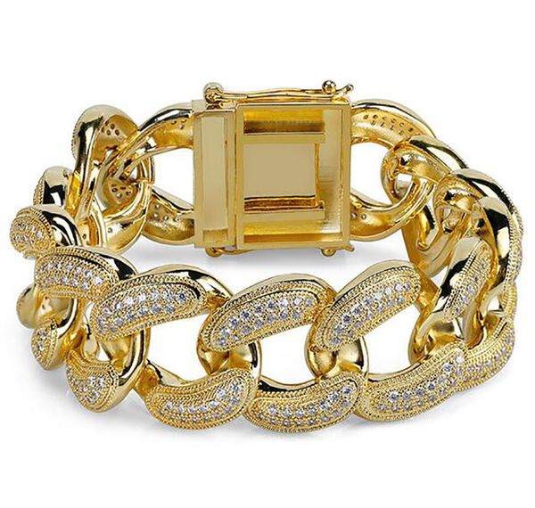 28mm gold iced cuban link bracelet bling bling 8.5inch 18k gold plated cubic zircon bracelets hip hop,162g, Black
28mm gold iced cuban link bracelet bling bling 8.5inch 18k gold plated cubic zircon bracelets hip hop,162g, Black