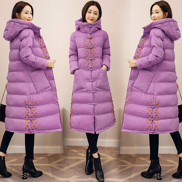 2018 women's winter chinese style cotton jackets thick warm cotton outerwear embroidery hooded coats medium length parkas km027, Black
2018 women's winter chinese style cotton jackets thick warm cotton outerwear embroidery hooded coats medium length parkas km027, Black