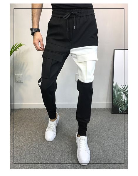 luxury mens patchwork pants fashion drawstring long pants mens casual active pencil pants male clothes, Black
luxury mens patchwork pants fashion drawstring long pants mens casual active pencil pants male clothes, Black