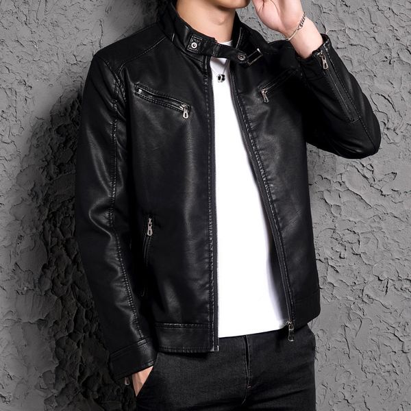 new style men pu leather coat fashion casual men's wear 2018 spring and autumn leather jacket coat slim fit trend, Black
new style men pu leather coat fashion casual men's wear 2018 spring and autumn leather jacket coat slim fit trend, Black