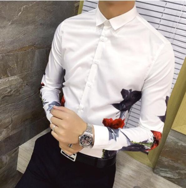 printed rose flowers mens new long sleeves shirts 2018 black white male spring wedding prom party shirts camisa masculina, White;black
printed rose flowers mens new long sleeves shirts 2018 black white male spring wedding prom party shirts camisa masculina, White;black