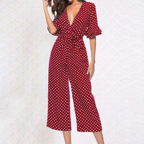 women vintage polka dot jumpsuit v-neck wide leg pants daily office wear long overalls bandage boho playsuit mono #j4s, Black;white
women vintage polka dot jumpsuit v-neck wide leg pants daily office wear long overalls bandage boho playsuit mono #j4s, Black;white