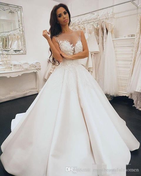 elegant new arrival a line plus size wedding dresses lace appliques sheer neck satin pleats wedding dress bridal gown vestidos de novia, White
elegant new arrival a line plus size wedding dresses lace appliques sheer neck satin pleats wedding dress bridal gown vestidos de novia, White