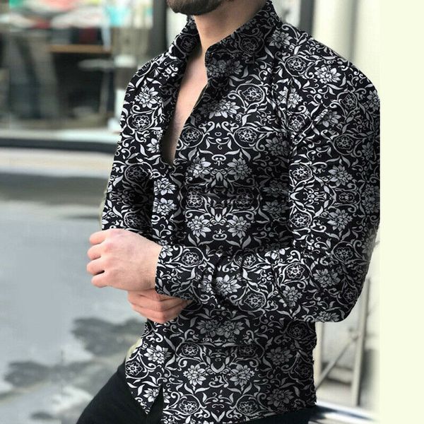 summer fashion blouse men's casual printed floral long sleeve button blouse clothes casual stand collar male shirts, White;black
summer fashion blouse men's casual printed floral long sleeve button blouse clothes casual stand collar male shirts, White;black