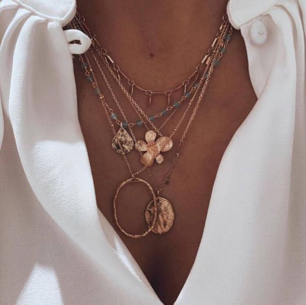 s1373 fashion jewelry vintage multi-layer necklace flower metal piece orchid beads pendant chains necklace, Silver 
s1373 fashion jewelry vintage multi-layer necklace flower metal piece orchid beads pendant chains necklace, Silver