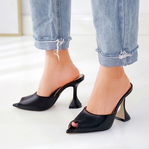 9cm fashion spool high heels mules concise peep toe pumps black pu leather designer shoes size 35 to 41
9cm fashion spool high heels mules concise peep toe pumps black pu leather designer shoes size 35 to 41