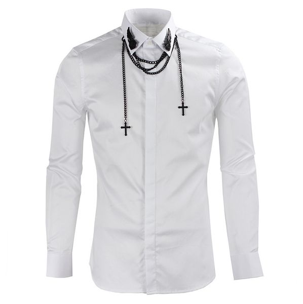 metal wings hanging chain tide male shirt men long sleeve shirt cotton autumn clothes male, White;black
metal wings hanging chain tide male shirt men long sleeve shirt cotton autumn clothes male, White;black