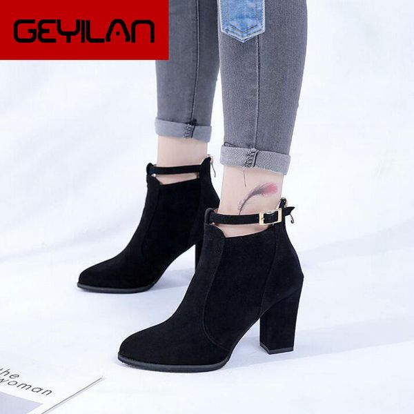 women boots high heels ankle boots fashion 2018 autumn chunky heel ladies short shoes female khaki shoes drop shipping, Black
women boots high heels ankle boots fashion 2018 autumn chunky heel ladies short shoes female khaki shoes drop shipping, Black