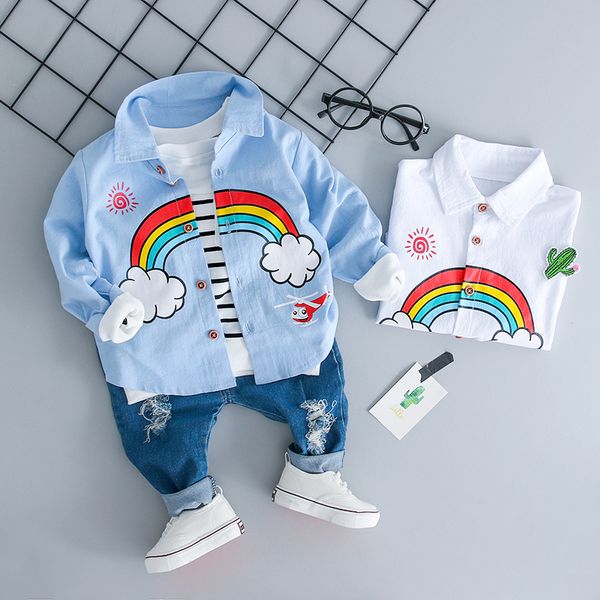 hylkidhuose children clothing sets autumn baby girl boy clothes suits rainbow shirt holes jeans infant casual kid clothes suits, White
hylkidhuose children clothing sets autumn baby girl boy clothes suits rainbow shirt holes jeans infant casual kid clothes suits, White